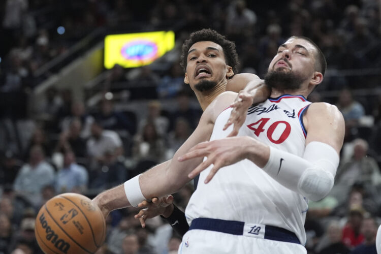 Frustration boils over for Spurs' Wembanyama after shove by Zubac sends him flying